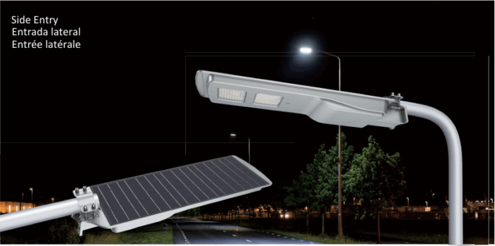10W - Tête lampadaire solaire (Eclairage parfait pour cour et jardin) - Fixation horizontale (diamètre mât de 40 à 60 mm) – Image 1