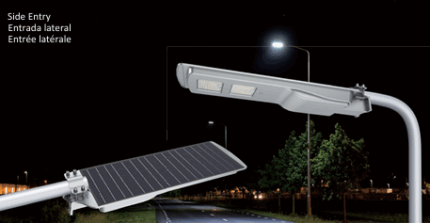 30W - Tête lampadaire solaire (Eclairage parfait pour cour et jardin) - Fixation horizontale (diamètre mât de 40 à 60 mm)
